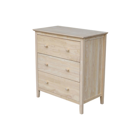International Concepts Chest with 3 Drawers, Unfinished BD-8003